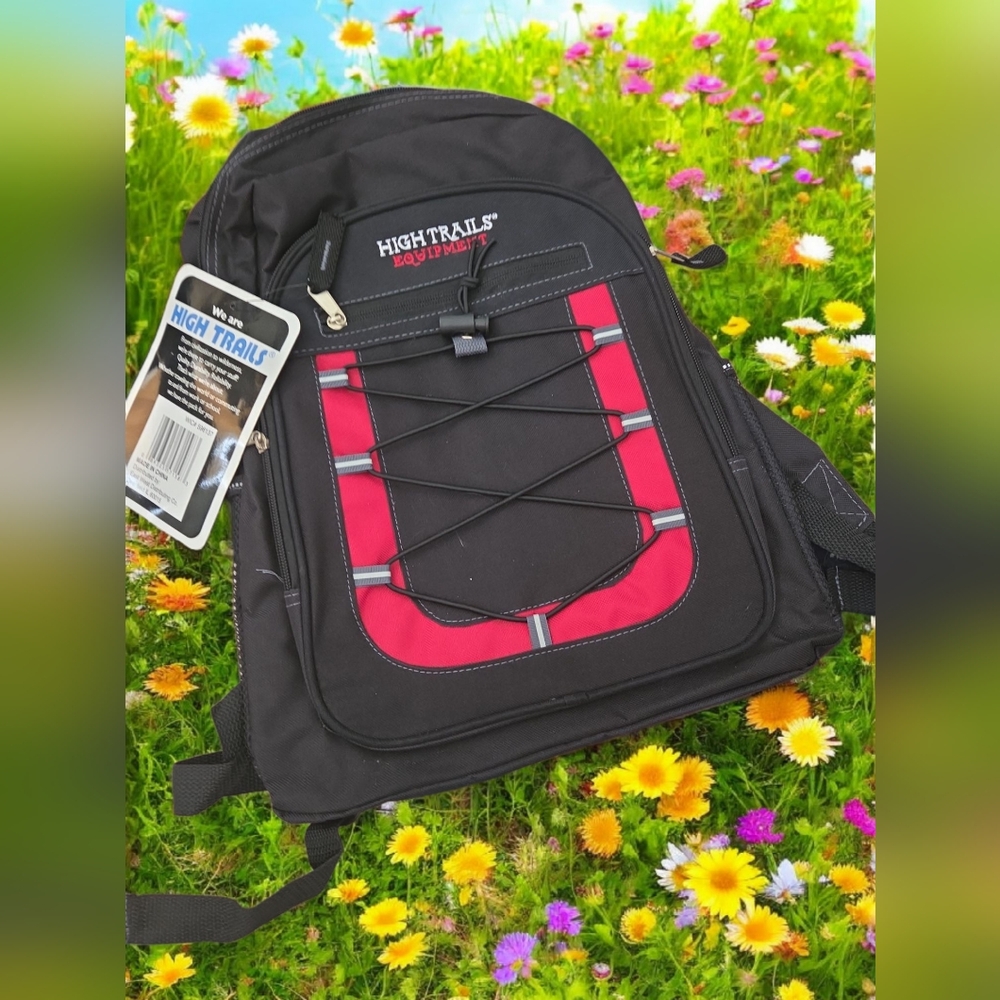 High Trails Black and Red Backpack School Travel